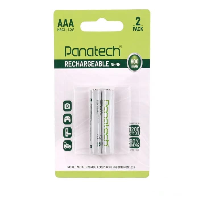 باتری نیم قلمی قابل شارژ پاناتک مدل Ni-MH HR03 ظرفیت 900 میلی آمپر ساعت بسته 2 عددی - تصویر 1