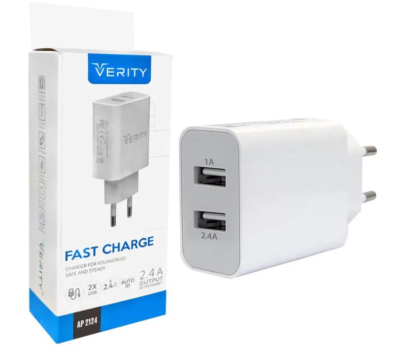 شارژر دیواری وریتی مدل AP2124 به همراه کابل MicroUSB - تصویر 1