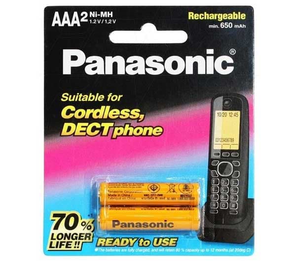 باتری نیم قلمی قابل شارژ پاناسونیک 650 بسته 2 عددی - یزد موبایل