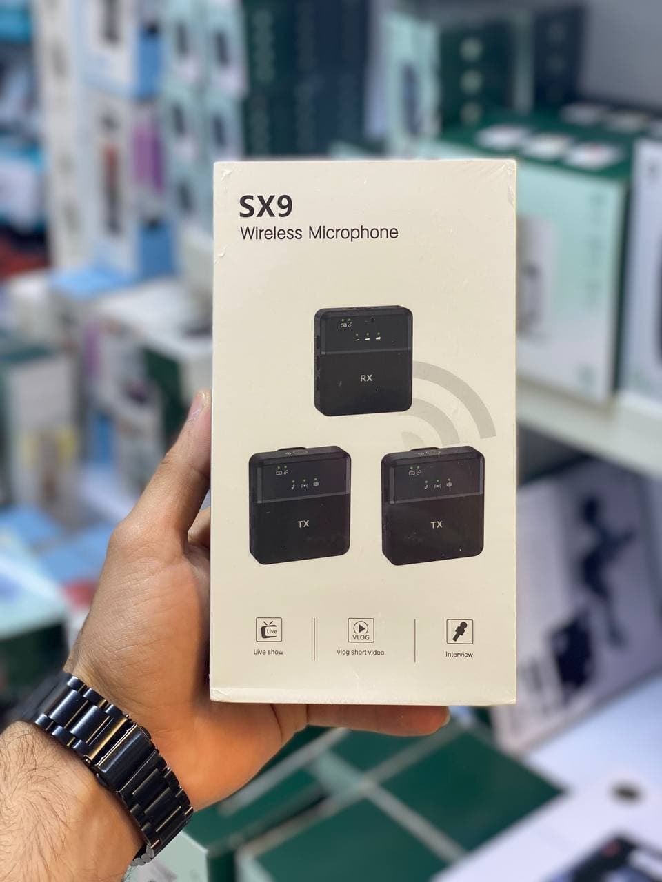 میکروفن حرفه ای بی‌سیم مدل SX9 3in1 (آیفونی و اندرویدی ) دو کاربره - تصویر 1